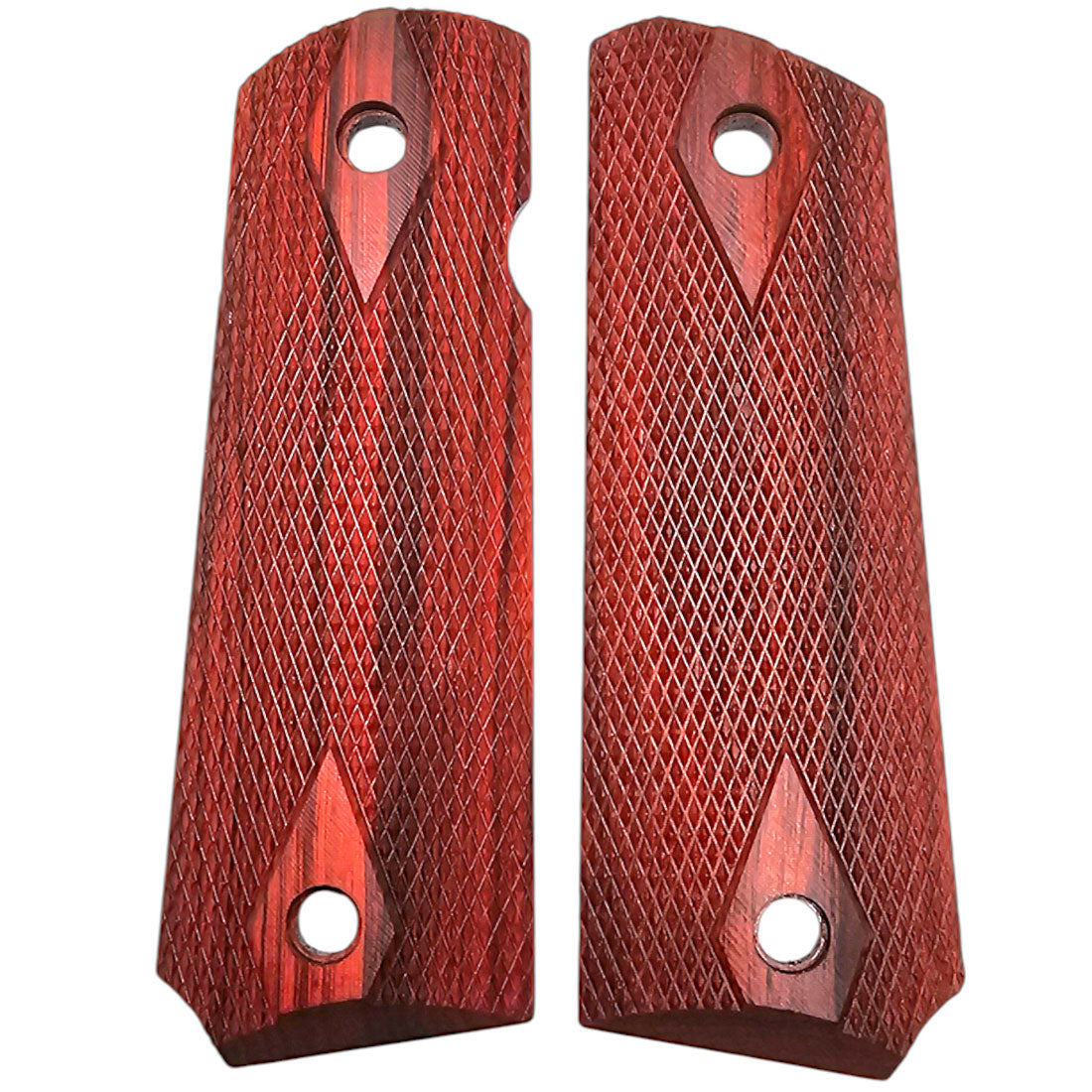 1911 full-size rosewood pistol grips with double diamond texture and ambi cut