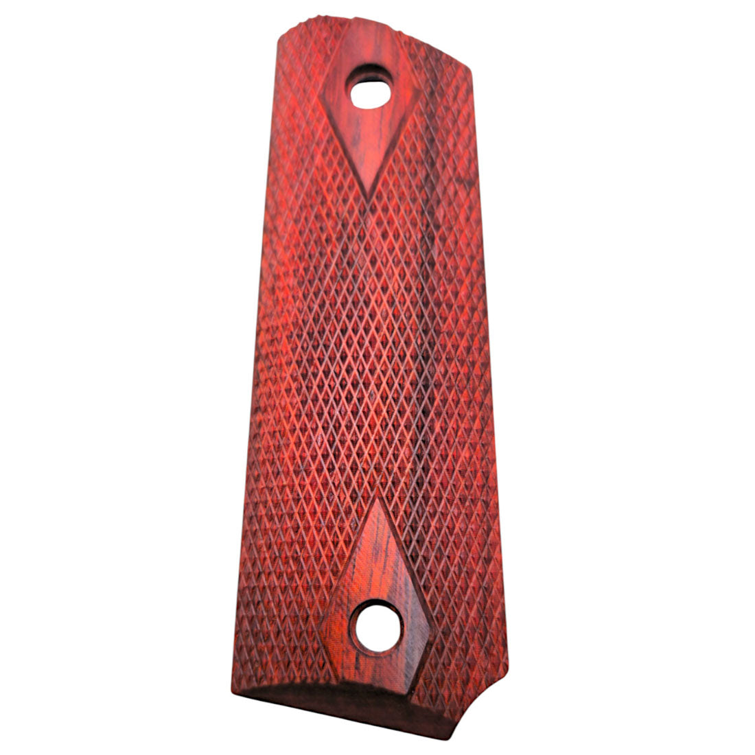 Pair of CNC-cut rosewood grips for full-size 1911, diamond checkering shown