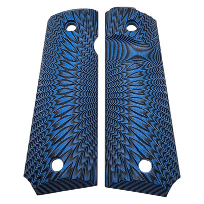 1911 full size pistol grips blue and black G10 sunburst design