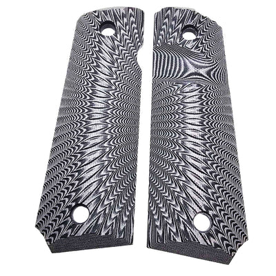 1911 full size G10 pistol grips in gray and black sunburst pattern