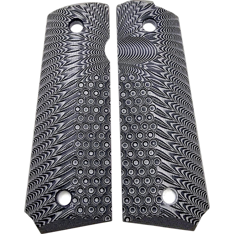 1911 full size G10 pistol grips in gray and black sunburst pattern
