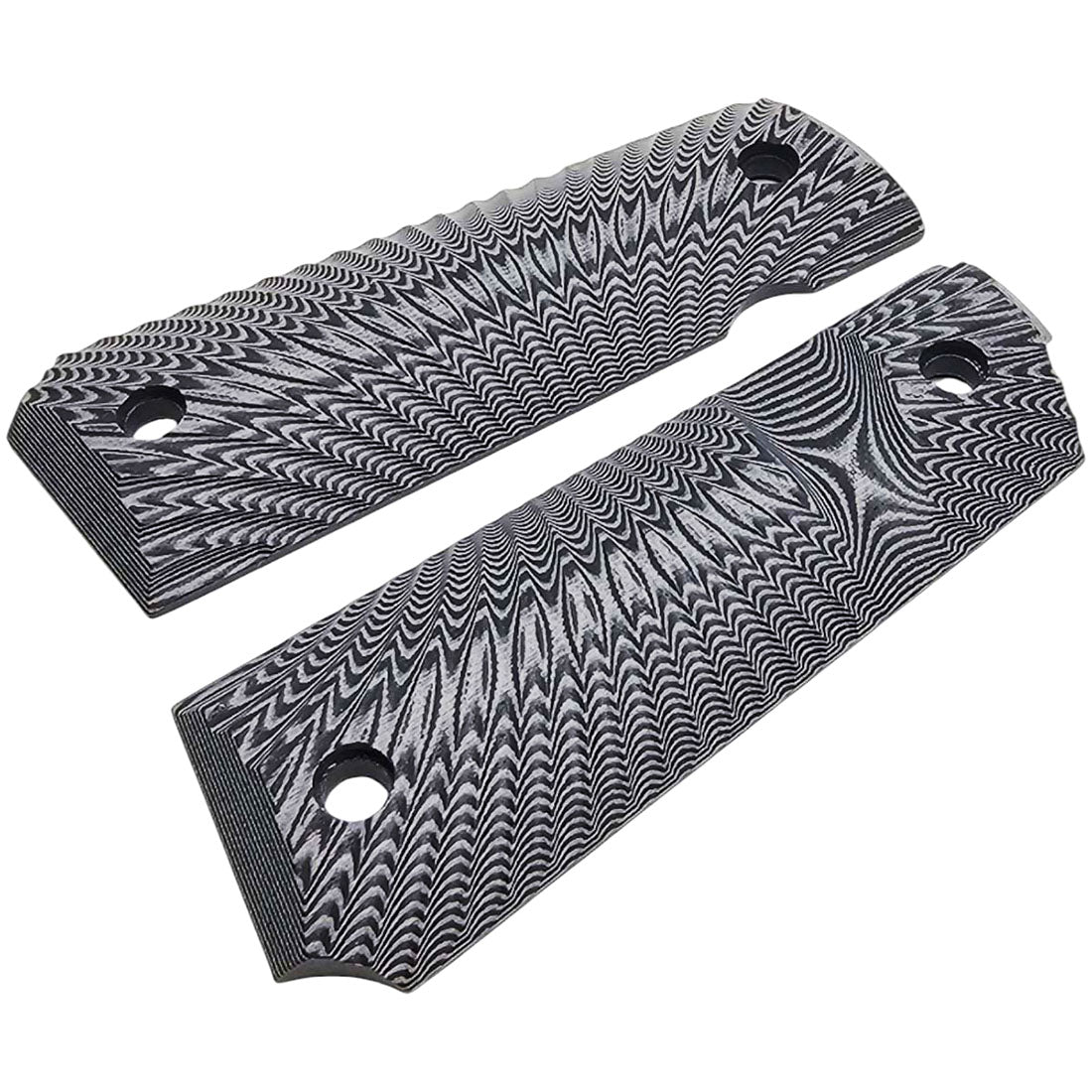 Pair of ambidextrous 1911 G10 grips with beveled bottom edge