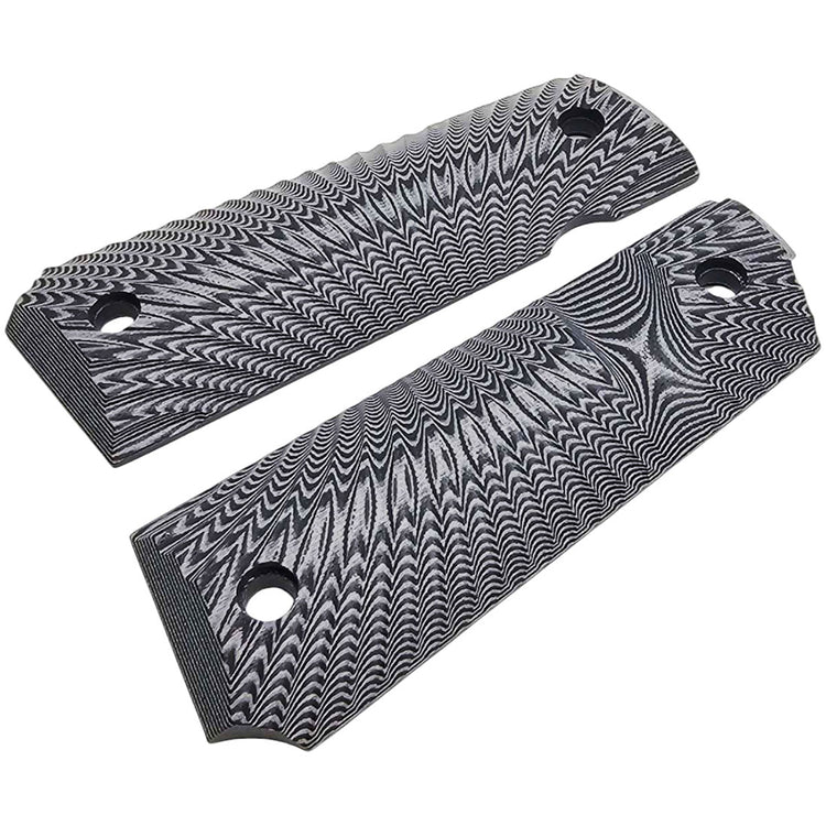 Pair of ambidextrous 1911 G10 grips with beveled bottom edge