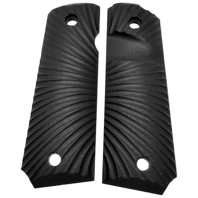Full Black G10 1911 pistol grips with CNC sunburst texture design