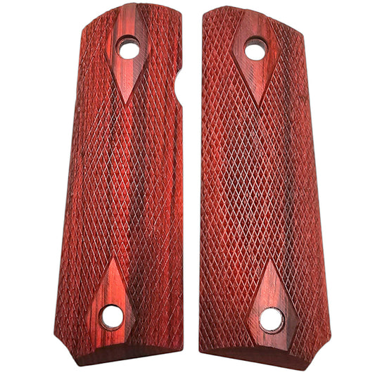 1911 full-size rosewood pistol grips with double diamond texture and ambi cut