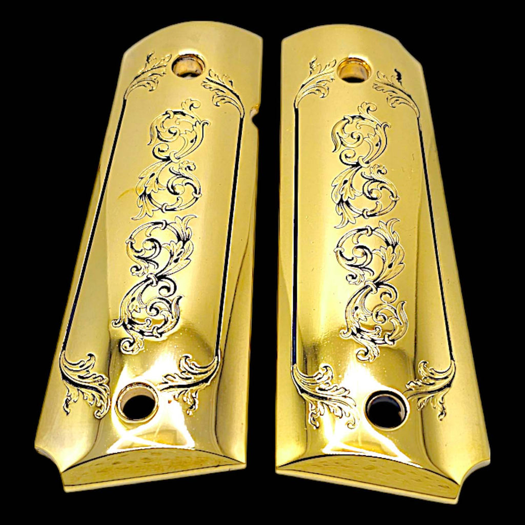 1911 Full Size Grips | Engraved Classic Floral Scroll | Extreme Polymer | Made In USA