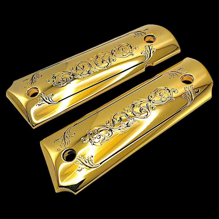 Full size 1911 grips made from solid aluminum, polished to mirror shine

