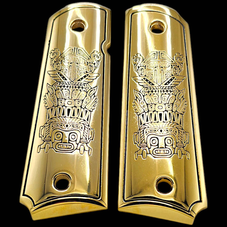 1911 full-size grips with 24K gold plating and Mexican Heritage engraving

