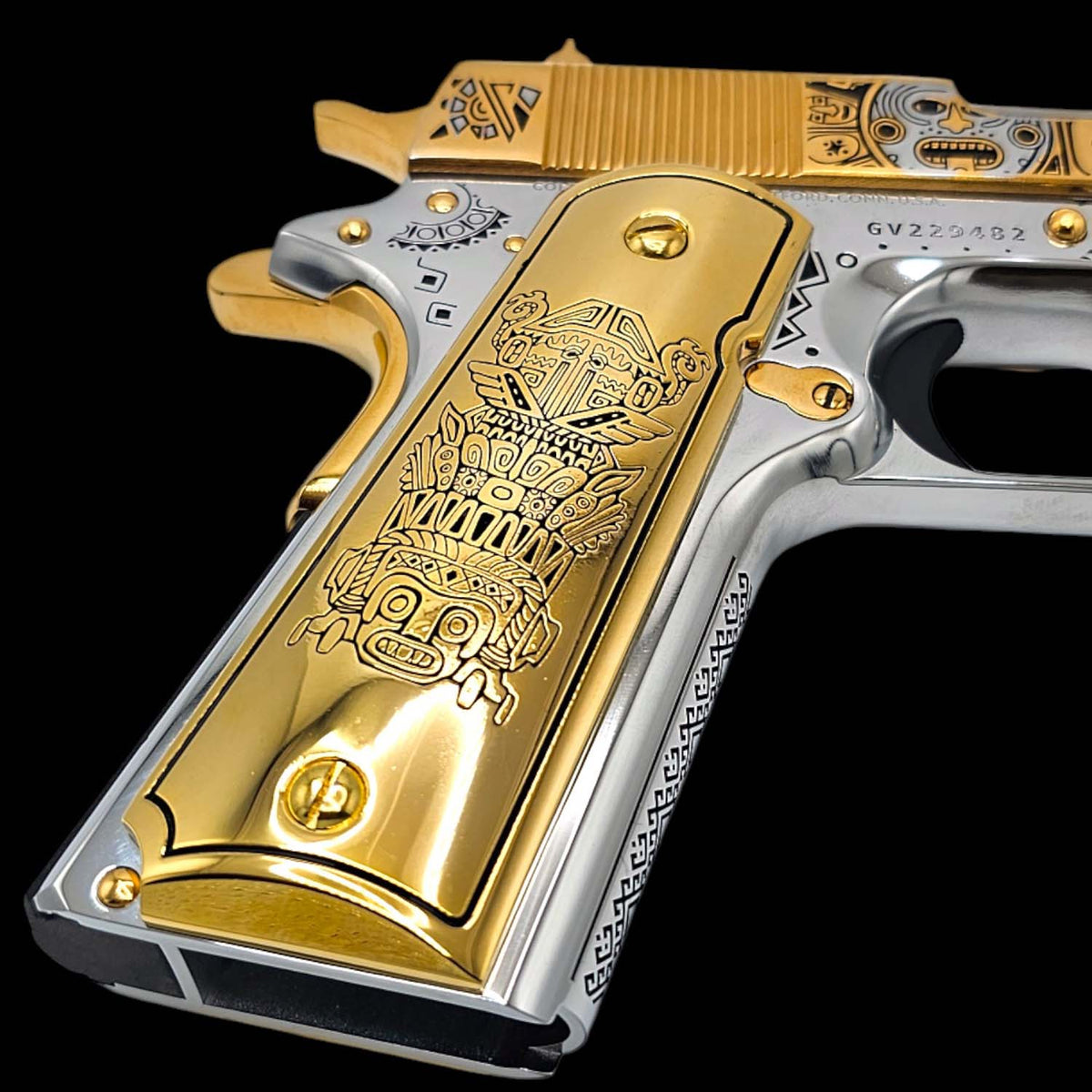 High-polish 24K gold pistol grips for Colt, Kimber, and Springfield 1911s