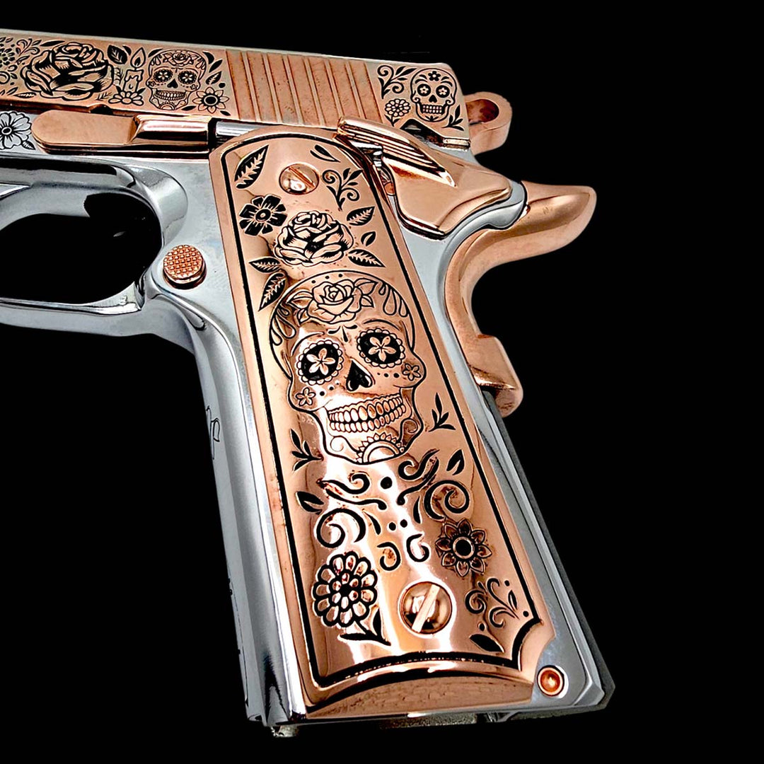 1911タイプ対応 グリップ装飾パーツ 花魁×天狗モチーフ ステンレス彫刻 Ezcad2 1911 Grip Pattern (la Santa Muerte)svg Format Included - Etsy