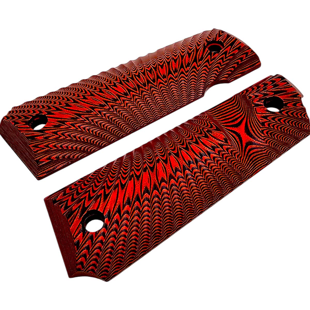 1911 full size grips in red and black G10 with CNC cut design