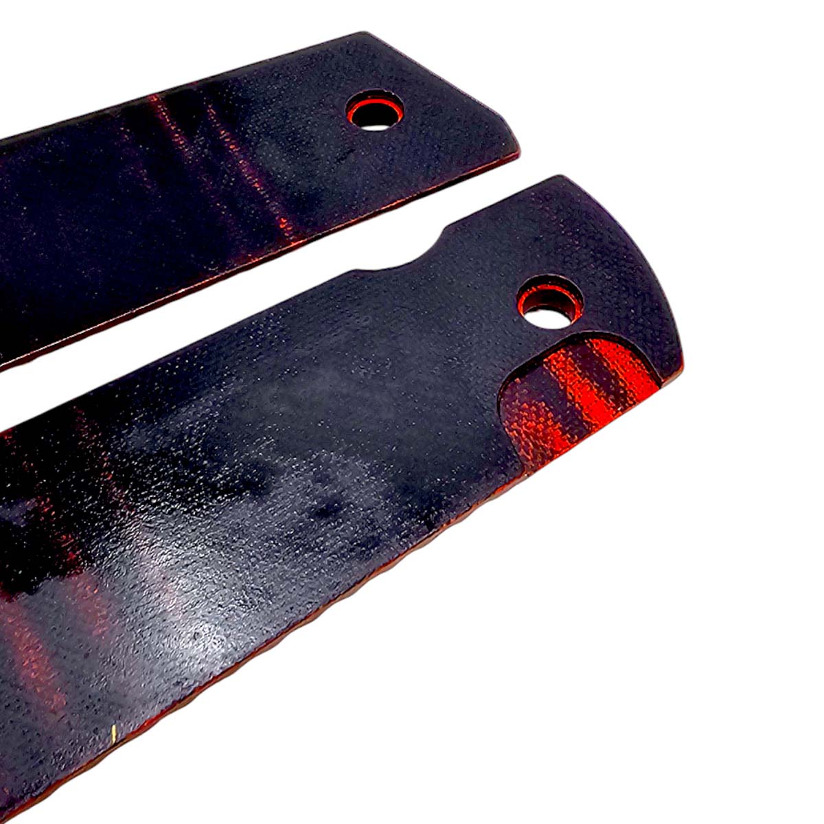 Lightweight CNC precision 1911 grips in red and black sunburst pattern