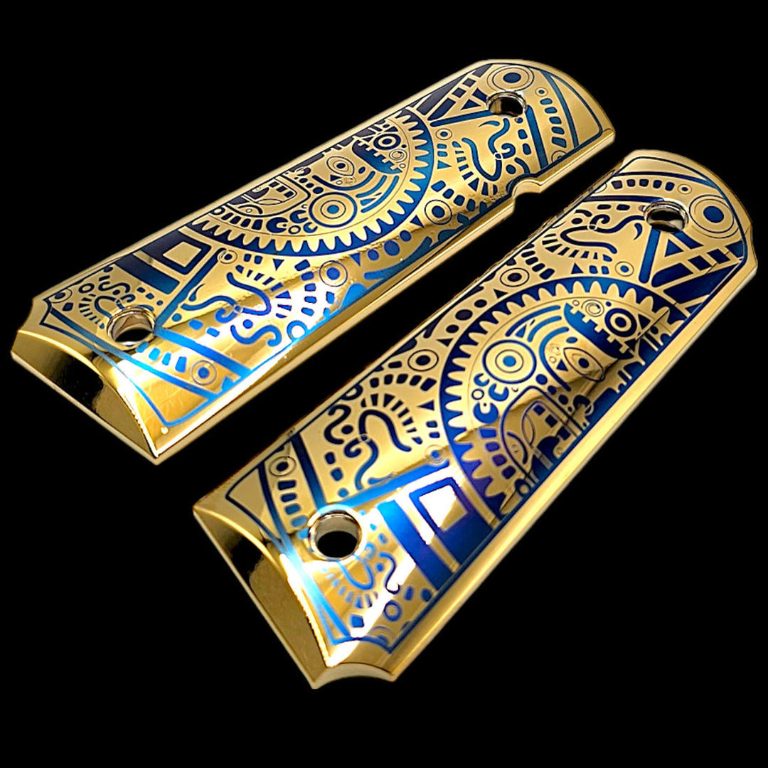 24K Gold Plated 1911 Pistol Grips | Mayan Aztec Full Size Gun