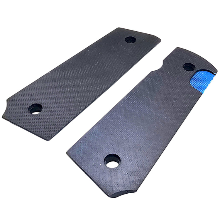 Ambidextrous-cut 1911 grips in durable layered G10 material