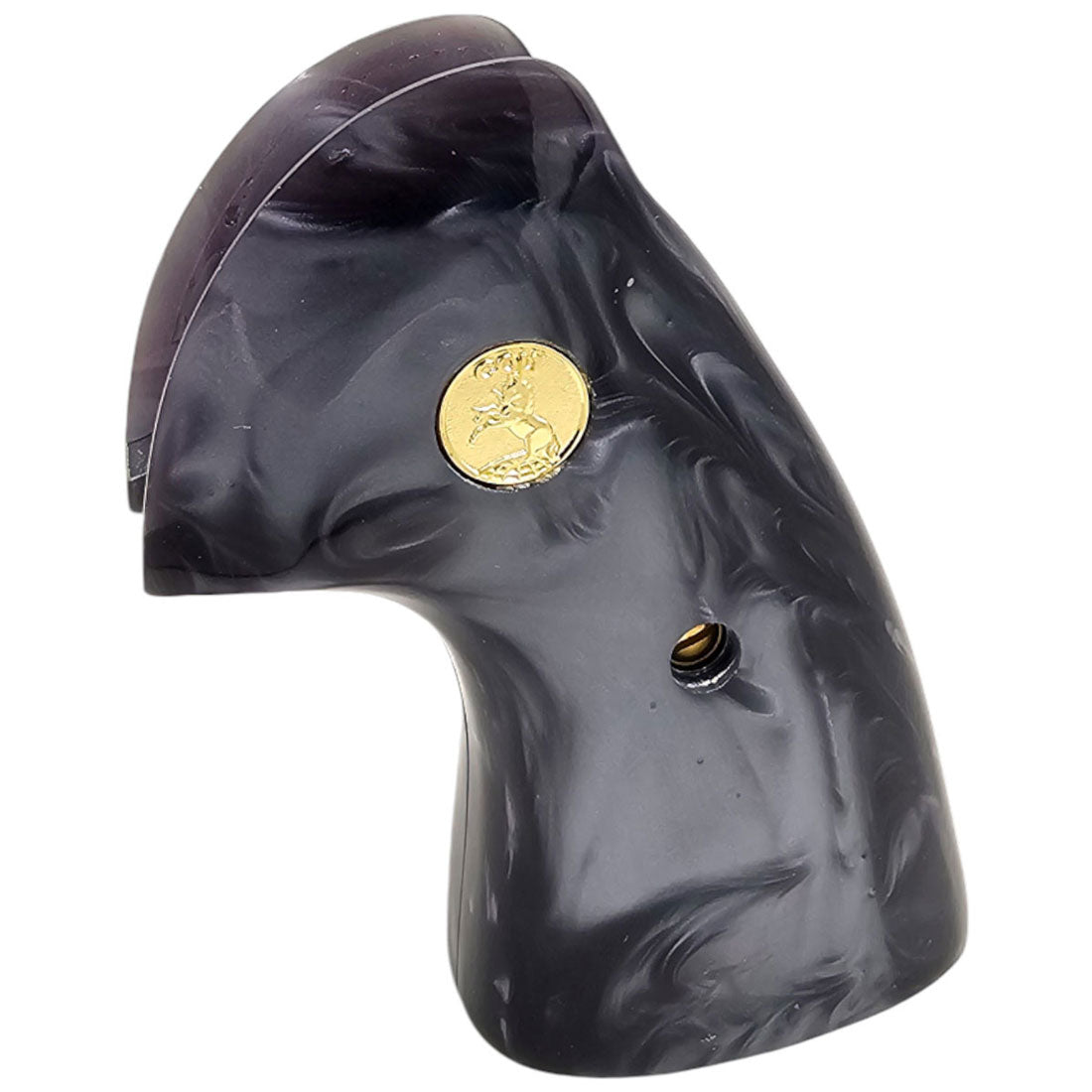 Colt Python upgraded with high-gloss black pearl grip and emblem