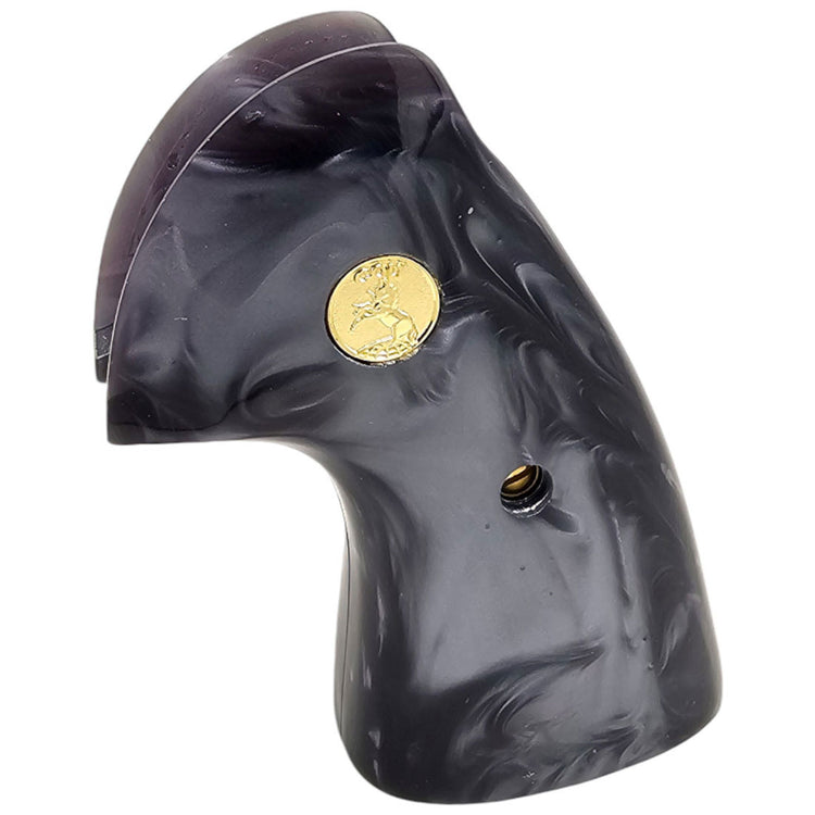 Colt Python upgraded with high-gloss black pearl grip and emblem