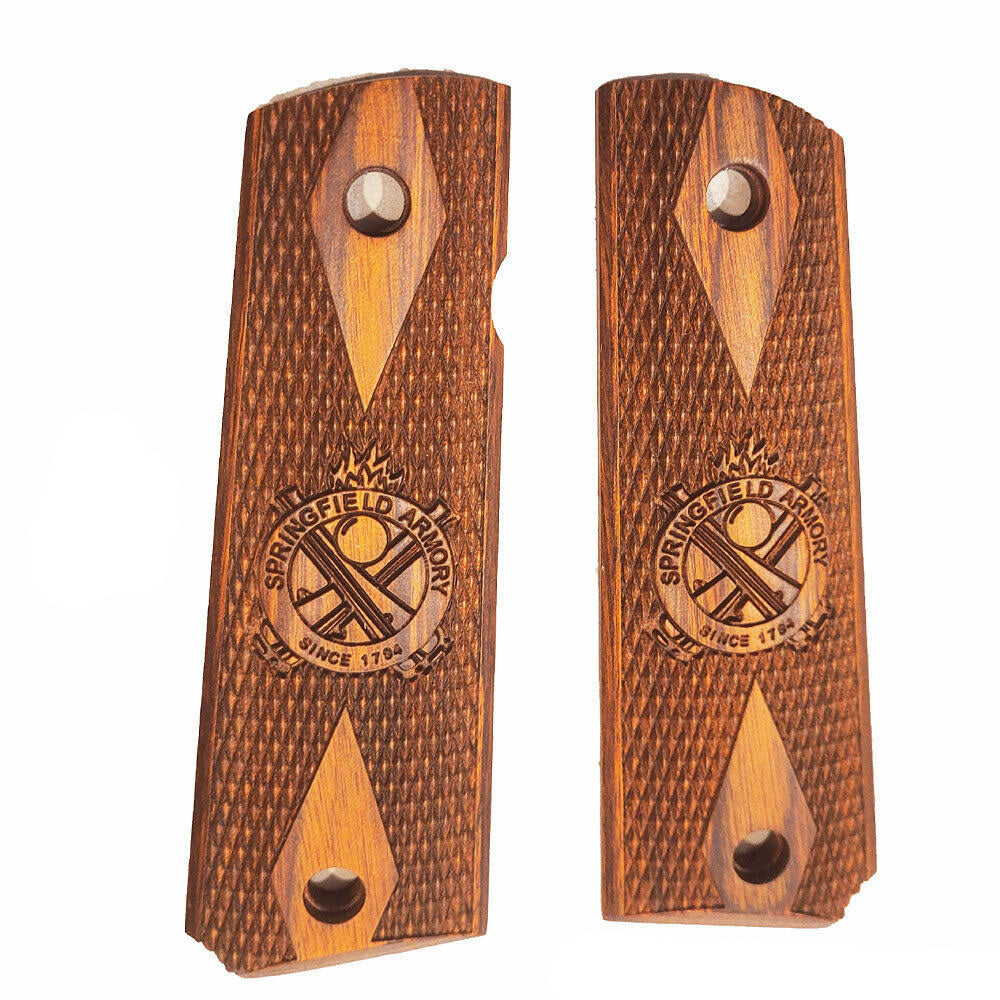 Springfield 1911 Cocobolo Wood Grips – Crossed Cannon, CNC Fit