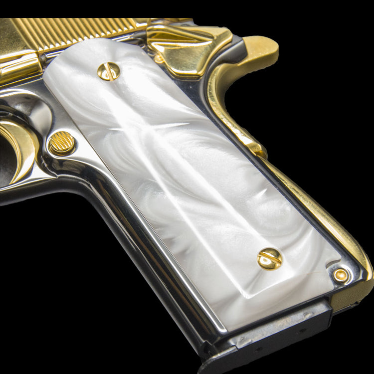 1911 grip panel close-up highlighting CNC-machined fit